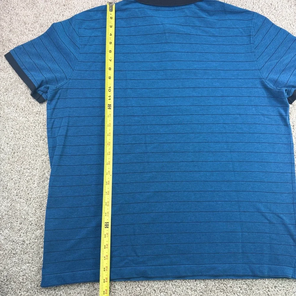 Banana Republic Polo Core Temp Mens XXL Blue Striped Short Sleeve Casual Classic